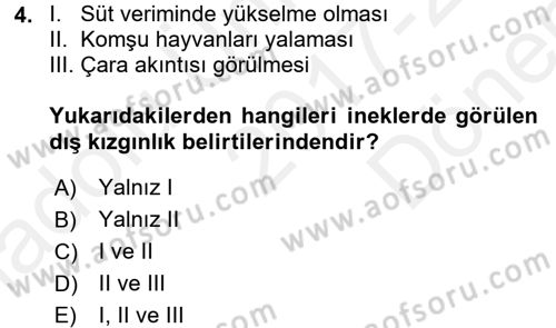 Doğum Bilgisi ve Suni Tohumlama Dersi 2017 - 2018 Yılı (Final) Dönem Sonu Sınav Soruları 4. Soru