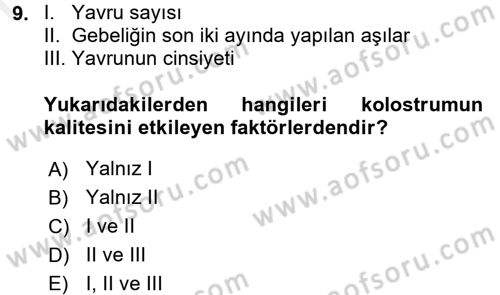 Doğum Bilgisi ve Suni Tohumlama Dersi 2017 - 2018 Yılı (Final) Dönem Sonu Sınav Soruları 9. Soru