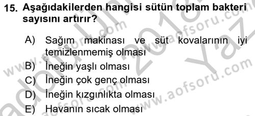Doğum Bilgisi ve Suni Tohumlama Dersi 2018 - 2019 Yılı Yaz Okulu Sınav Soruları 15. Soru