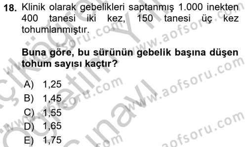 Doğum Bilgisi ve Suni Tohumlama Dersi 2018 - 2019 Yılı Yaz Okulu Sınav Soruları 18. Soru