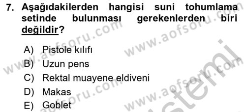 Doğum Bilgisi ve Suni Tohumlama Dersi 2018 - 2019 Yılı Yaz Okulu Sınav Soruları 7. Soru