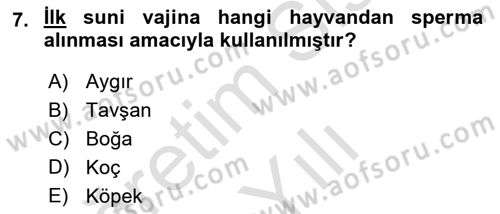 Doğum Bilgisi ve Suni Tohumlama Dersi 2020 - 2021 Yılı Yaz Okulu Sınav Soruları 7. Soru