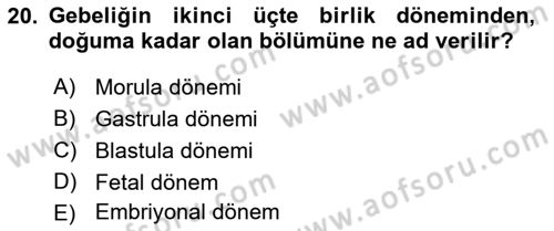 Doğum Bilgisi ve Suni Tohumlama Dersi 2021 - 2022 Yılı (Vize) Ara Sınav Soruları 20. Soru