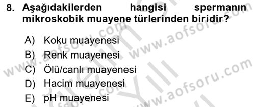 Doğum Bilgisi ve Suni Tohumlama Dersi 2021 - 2022 Yılı (Vize) Ara Sınav Soruları 8. Soru