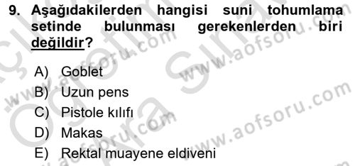 Doğum Bilgisi ve Suni Tohumlama Dersi 2021 - 2022 Yılı (Vize) Ara Sınav Soruları 9. Soru