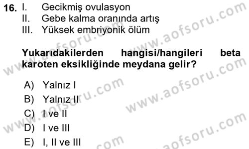 Doğum Bilgisi ve Suni Tohumlama Dersi 2021 - 2022 Yılı (Final) Dönem Sonu Sınav Soruları 16. Soru