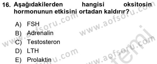 Doğum Bilgisi ve Suni Tohumlama Dersi 2021 - 2022 Yılı Yaz Okulu Sınav Soruları 16. Soru