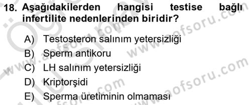 Doğum Bilgisi ve Suni Tohumlama Dersi 2021 - 2022 Yılı Yaz Okulu Sınav Soruları 18. Soru