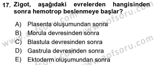 Doğum Bilgisi ve Suni Tohumlama Dersi 2023 - 2024 Yılı (Vize) Ara Sınav Soruları 17. Soru