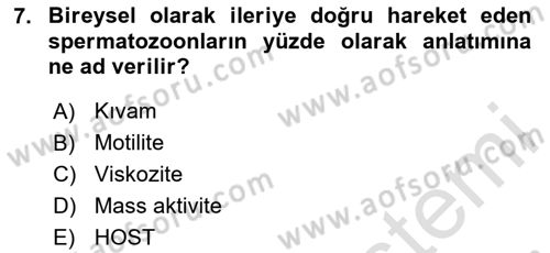 Doğum Bilgisi ve Suni Tohumlama Dersi 2023 - 2024 Yılı (Vize) Ara Sınav Soruları 7. Soru