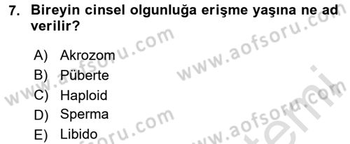 Doğum Bilgisi ve Suni Tohumlama Dersi 2024 - 2025 Yılı (Vize) Ara Sınav Soruları 7. Soru