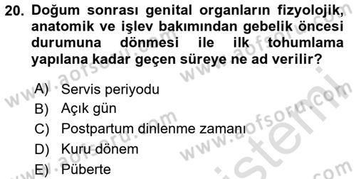 Doğum Bilgisi ve Suni Tohumlama Dersi 2024 - 2025 Yılı (Final) Dönem Sonu Sınav Soruları 20. Soru