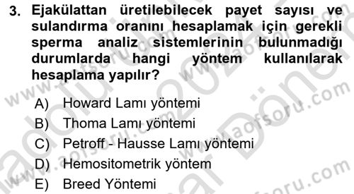 Doğum Bilgisi ve Suni Tohumlama Dersi 2024 - 2025 Yılı (Final) Dönem Sonu Sınav Soruları 3. Soru