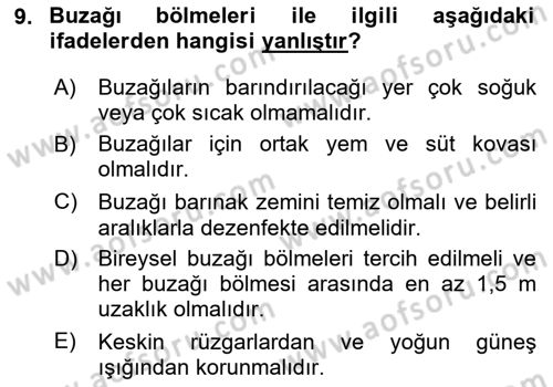 Doğum Bilgisi ve Suni Tohumlama Dersi 2024 - 2025 Yılı (Final) Dönem Sonu Sınav Soruları 9. Soru
