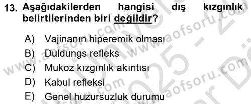 Doğum Bilgisi ve Suni Tohumlama Dersi 2025 - 2026 Yılı (Vize) Ara Sınav Soruları 13. Soru