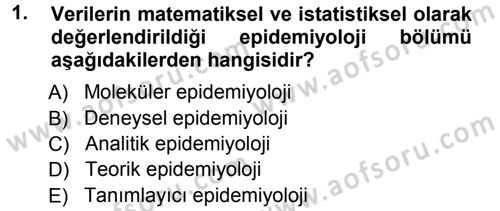 Veteriner Mikrobiyoloji ve Epidemiyoloji Dersi 2012 - 2013 Yılı (Vize) Ara Sınavı 1. Soru