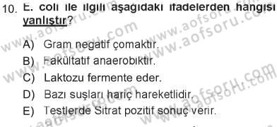 Veteriner Mikrobiyoloji ve Epidemiyoloji Dersi 2012 - 2013 Yılı Tek Ders Sınav Soruları 10. Soru