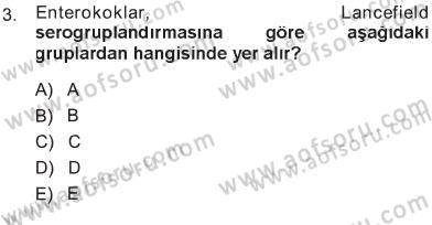 Veteriner Mikrobiyoloji ve Epidemiyoloji Dersi 2012 - 2013 Yılı Tek Ders Sınav Soruları 3. Soru