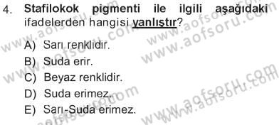 Veteriner Mikrobiyoloji ve Epidemiyoloji Dersi 2012 - 2013 Yılı Tek Ders Sınavı 4. Soru