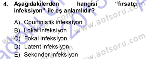 Veteriner Mikrobiyoloji ve Epidemiyoloji Dersi 2013 - 2014 Yılı (Vize) Ara Sınav Soruları 4. Soru