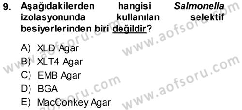 Veteriner Mikrobiyoloji ve Epidemiyoloji Dersi 2013 - 2014 Yılı Tek Ders Sınav Soruları 9. Soru