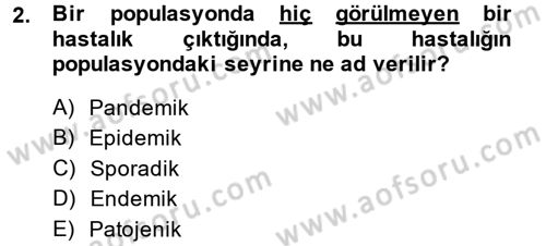 Veteriner Mikrobiyoloji ve Epidemiyoloji Dersi Ara Sınavı Deneme Sınav Soruları 2. Soru