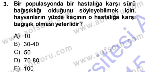 Veteriner Mikrobiyoloji ve Epidemiyoloji Dersi 2014 - 2015 Yılı (Vize) Ara Sınav Soruları 3. Soru