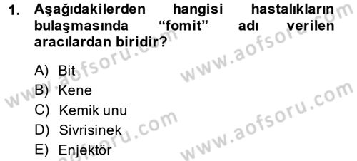 Veteriner Mikrobiyoloji ve Epidemiyoloji Dersi 2014 - 2015 Yılı (Final) Dönem Sonu Sınav Soruları 1. Soru