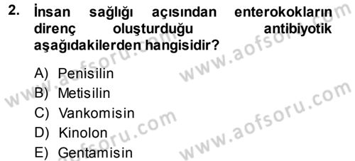 Veteriner Mikrobiyoloji ve Epidemiyoloji Dersi 2014 - 2015 Yılı (Final) Dönem Sonu Sınav Soruları 2. Soru