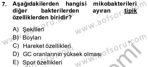 Veteriner Mikrobiyoloji ve Epidemiyoloji Dersi 2014 - 2015 Yılı (Final) Dönem Sonu Sınav Soruları 7. Soru