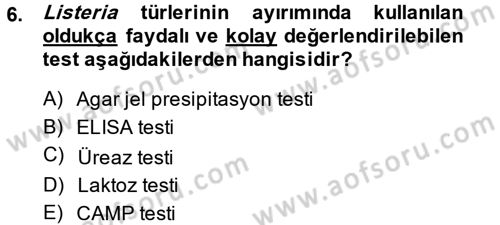 Veteriner Mikrobiyoloji ve Epidemiyoloji Dersi 2014 - 2015 Yılı Tek Ders Sınav Soruları 6. Soru