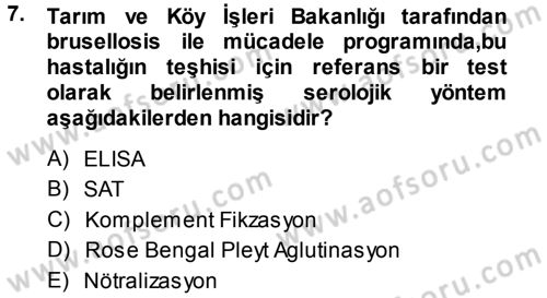 Veteriner Mikrobiyoloji ve Epidemiyoloji Dersi 2014 - 2015 Yılı Tek Ders Sınav Soruları 7. Soru