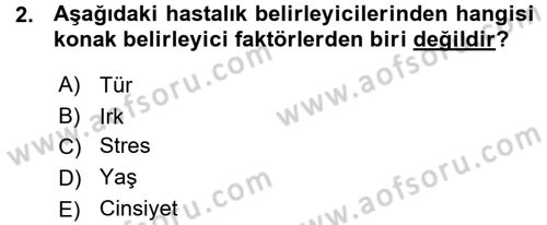 Veteriner Mikrobiyoloji ve Epidemiyoloji Dersi Ara Sınavı Deneme Sınav Soruları 2. Soru
