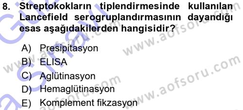 Veteriner Mikrobiyoloji ve Epidemiyoloji Dersi 2015 - 2016 Yılı (Vize) Ara Sınav Soruları 8. Soru