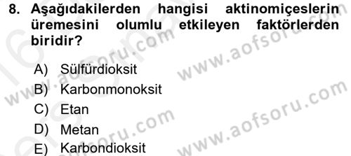 Veteriner Mikrobiyoloji ve Epidemiyoloji Dersi 2015 - 2016 Yılı Tek Ders Sınav Soruları 8. Soru
