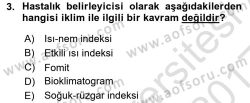 Veteriner Mikrobiyoloji ve Epidemiyoloji Dersi 2016 - 2017 Yılı (Vize) Ara Sınav Soruları 3. Soru