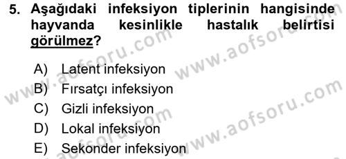 Veteriner Mikrobiyoloji ve Epidemiyoloji Dersi 2016 - 2017 Yılı (Vize) Ara Sınav Soruları 5. Soru