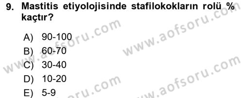 Veteriner Mikrobiyoloji ve Epidemiyoloji Dersi 2016 - 2017 Yılı (Vize) Ara Sınav Soruları 9. Soru