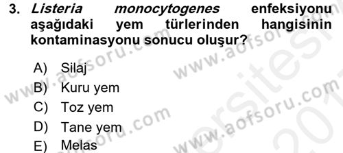 Veteriner Mikrobiyoloji ve Epidemiyoloji Dersi 2016 - 2017 Yılı (Final) Dönem Sonu Sınav Soruları 3. Soru