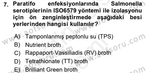 Veteriner Mikrobiyoloji ve Epidemiyoloji Dersi 2016 - 2017 Yılı (Final) Dönem Sonu Sınav Soruları 7. Soru