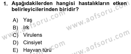 Veteriner Mikrobiyoloji ve Epidemiyoloji Dersi 2017 - 2018 Yılı (Vize) Ara Sınav Soruları 1. Soru