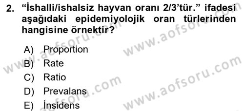 Veteriner Mikrobiyoloji ve Epidemiyoloji Dersi 2017 - 2018 Yılı (Vize) Ara Sınav Soruları 2. Soru
