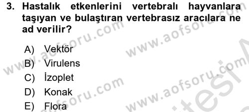 Veteriner Mikrobiyoloji ve Epidemiyoloji Dersi 2017 - 2018 Yılı (Vize) Ara Sınav Soruları 3. Soru