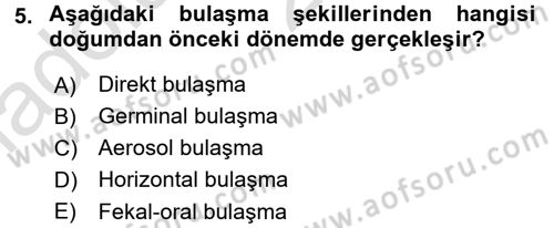 Veteriner Mikrobiyoloji ve Epidemiyoloji Dersi 2017 - 2018 Yılı (Vize) Ara Sınav Soruları 5. Soru