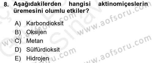 Veteriner Mikrobiyoloji ve Epidemiyoloji Dersi 2017 - 2018 Yılı (Final) Dönem Sonu Sınav Soruları 8. Soru