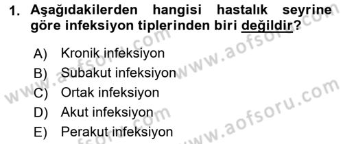 Veteriner Mikrobiyoloji ve Epidemiyoloji Dersi 2018 - 2019 Yılı 3 Ders Sınavı 1. Soru