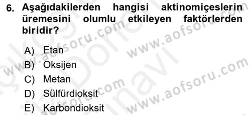 Veteriner Mikrobiyoloji ve Epidemiyoloji Dersi 2018 - 2019 Yılı (Final) Dönem Sonu Sınav Soruları 6. Soru