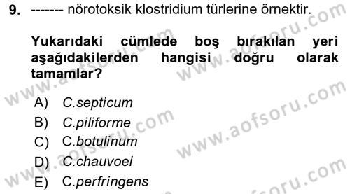 Veteriner Mikrobiyoloji ve Epidemiyoloji Dersi 2018 - 2019 Yılı (Final) Dönem Sonu Sınav Soruları 9. Soru