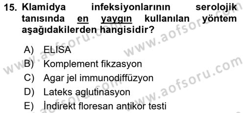 Veteriner Mikrobiyoloji ve Epidemiyoloji Dersi 2019 - 2020 Yılı (Final) Dönem Sonu Sınavı 15. Soru