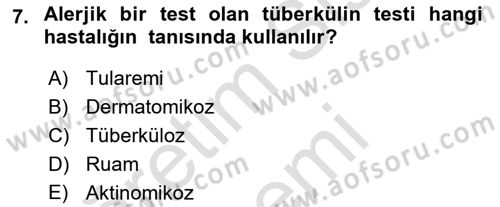 Veteriner Mikrobiyoloji ve Epidemiyoloji Dersi 2021 - 2022 Yılı (Final) Dönem Sonu Sınav Soruları 7. Soru